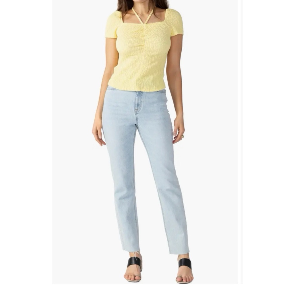 Sanctuary Cap Sleeve Crop Halter Top Lima Bean S $59